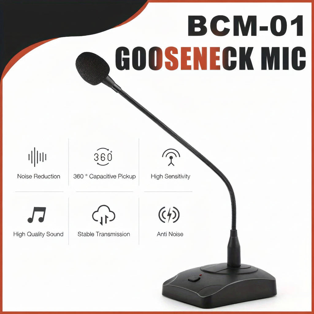 Desktop meeting microphone shown from side angle