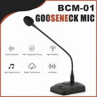 Desktop meeting microphone shown from side angle