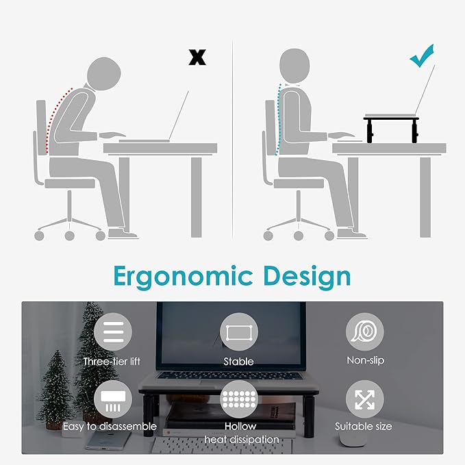 desktop monitor riser with metal stand and adjustable height