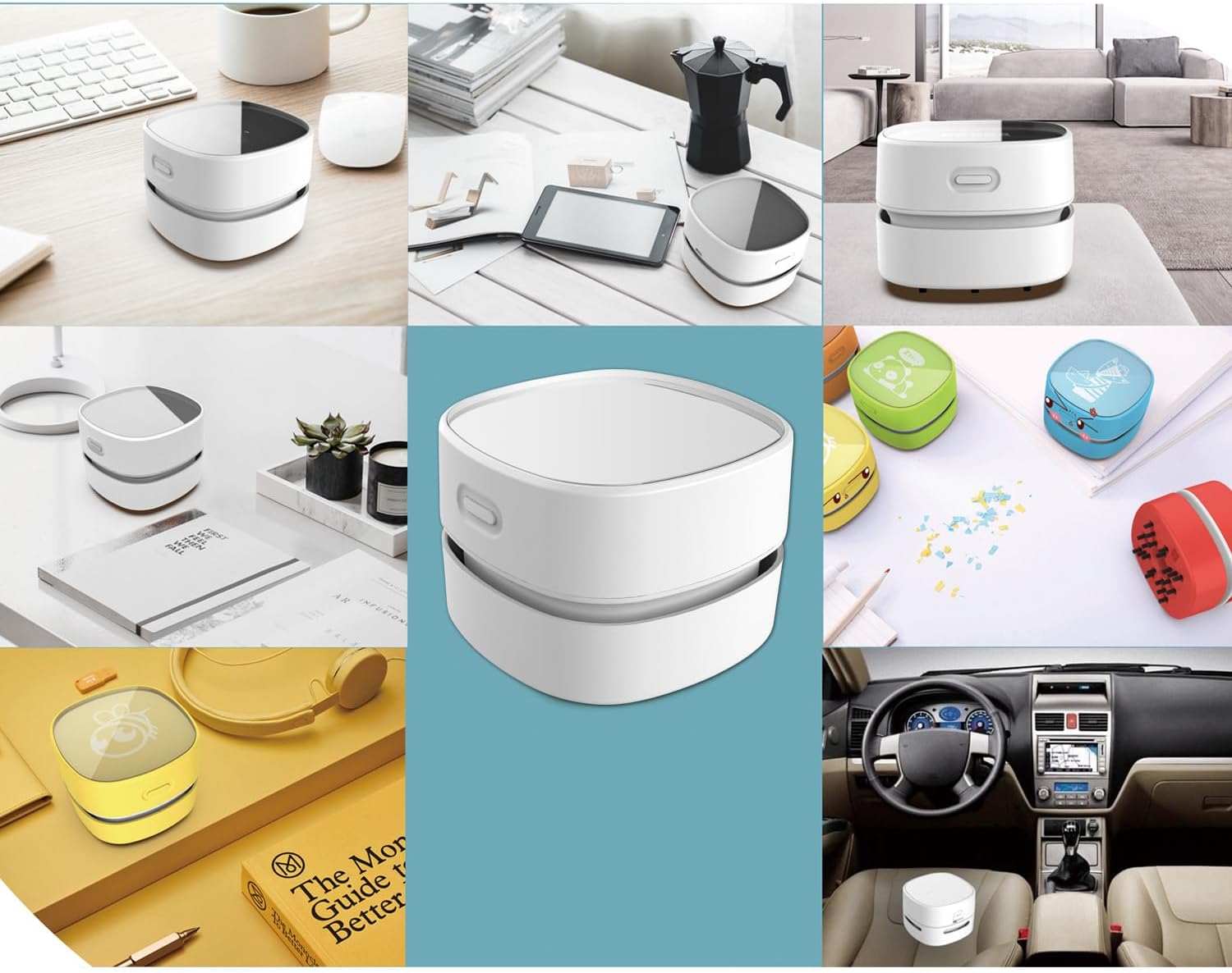 Compact Desktop Vacuum Sweeper with 360º Rotating Head, Portable and Efficient.