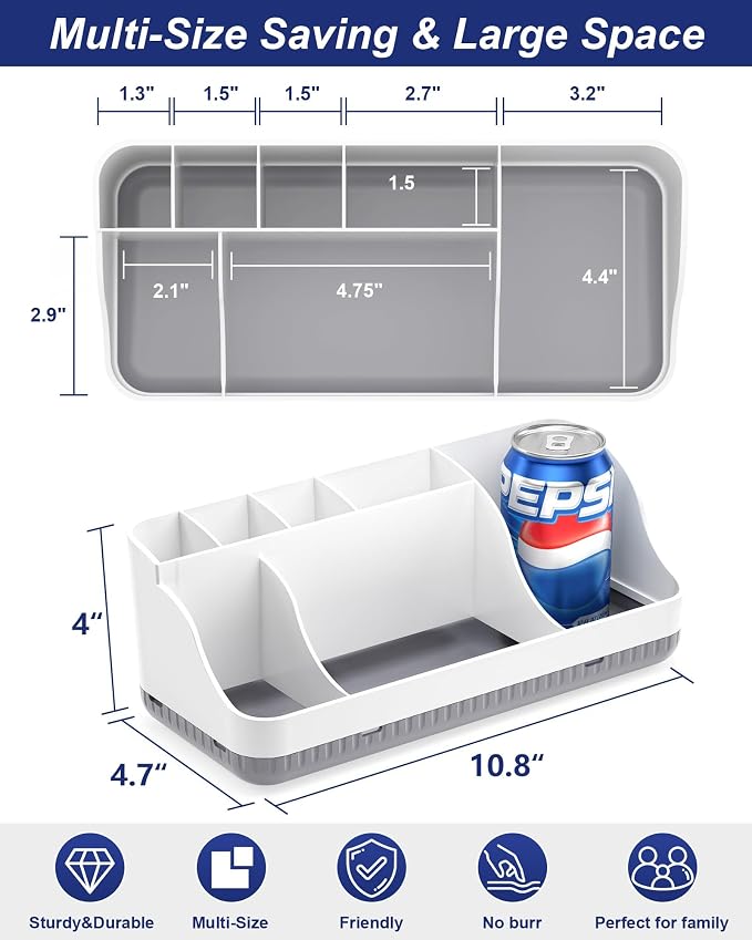 Detachable bathroom counter organizer with multiple storage compartments