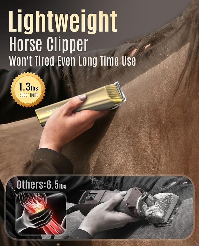 Detachable Stainless Steel Blades for Cordless Horse Clippers, Ideal for Thick Coats