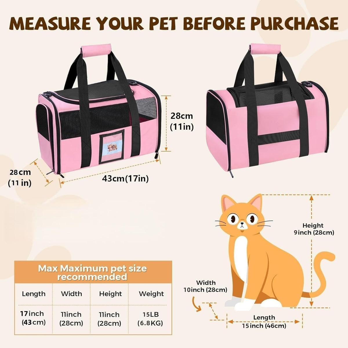Pet Carrier With Detachable Food Bowl Accessory