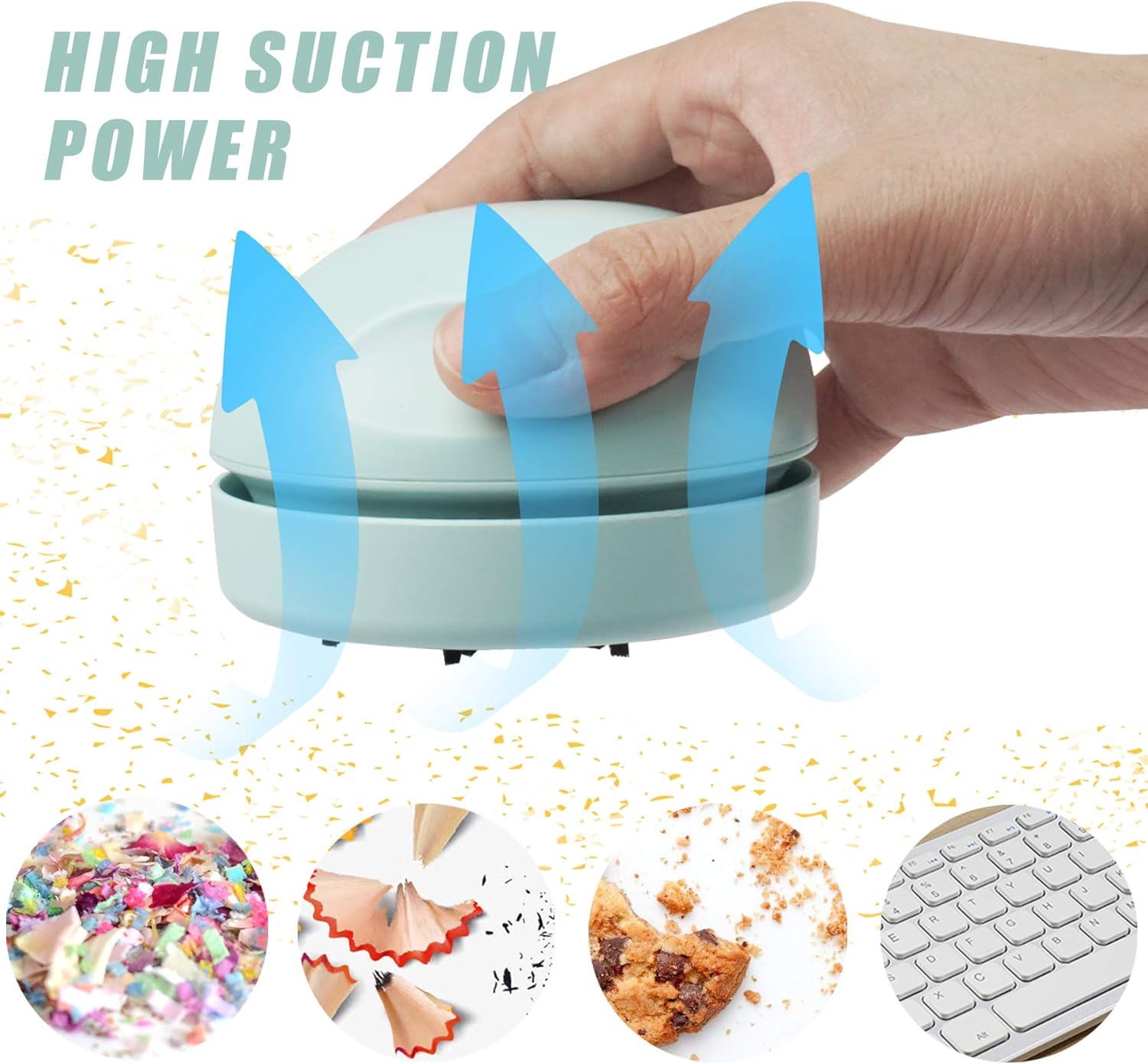 Detachable Design Desktop Vacuum Cleaner for Efficient Cleaning of Dust and Crumbs.
