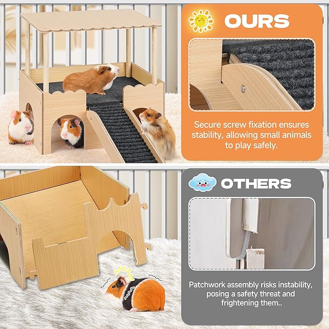 detachable wooden pet castle hideout for small animals