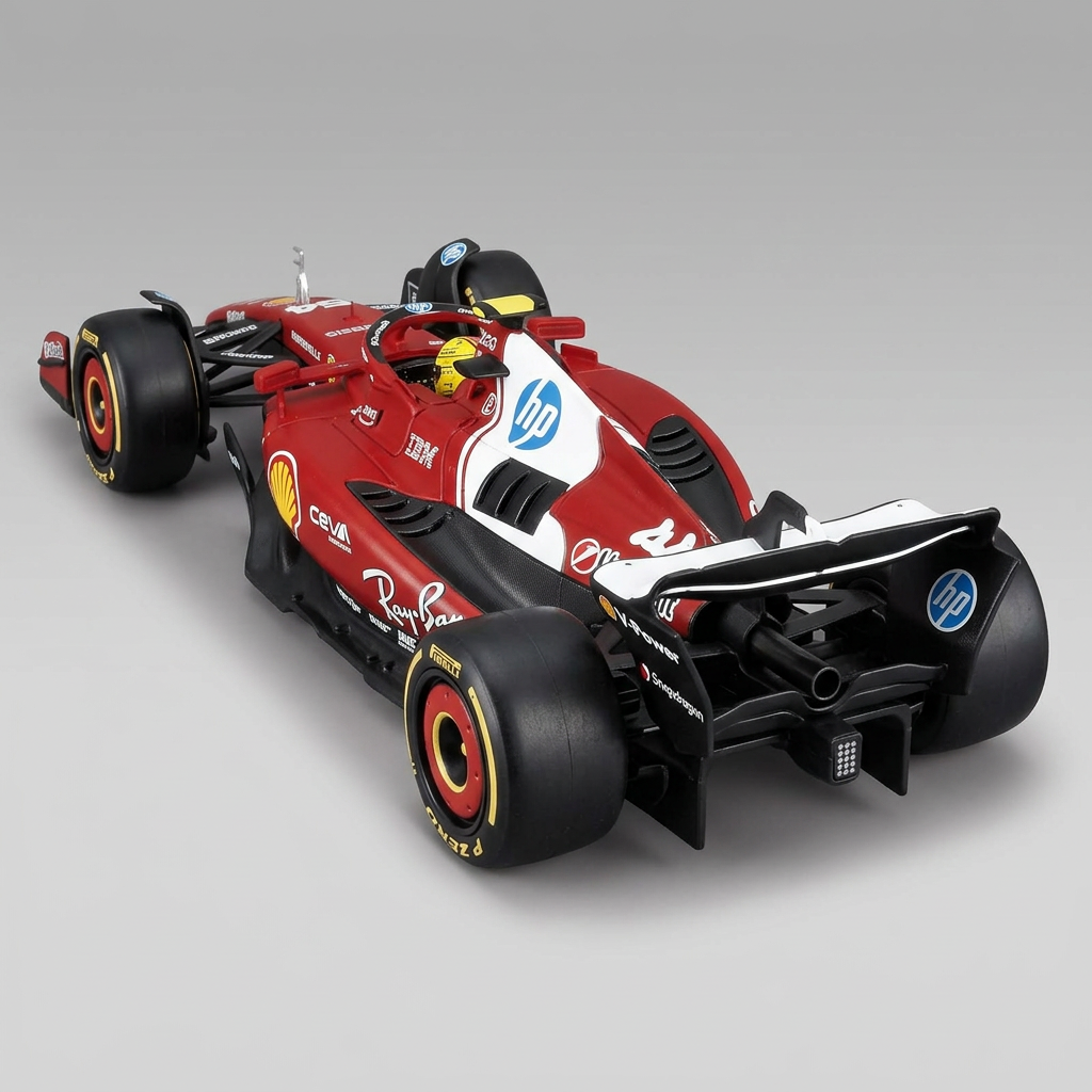 Diecast formula car model with driver helmet collectible