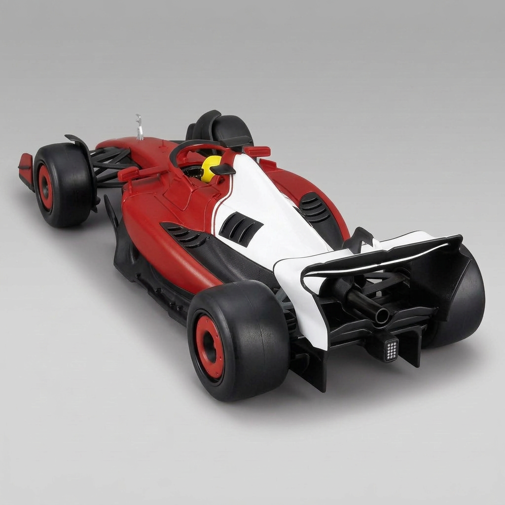 Diecast formula car model with driver helmet collectible