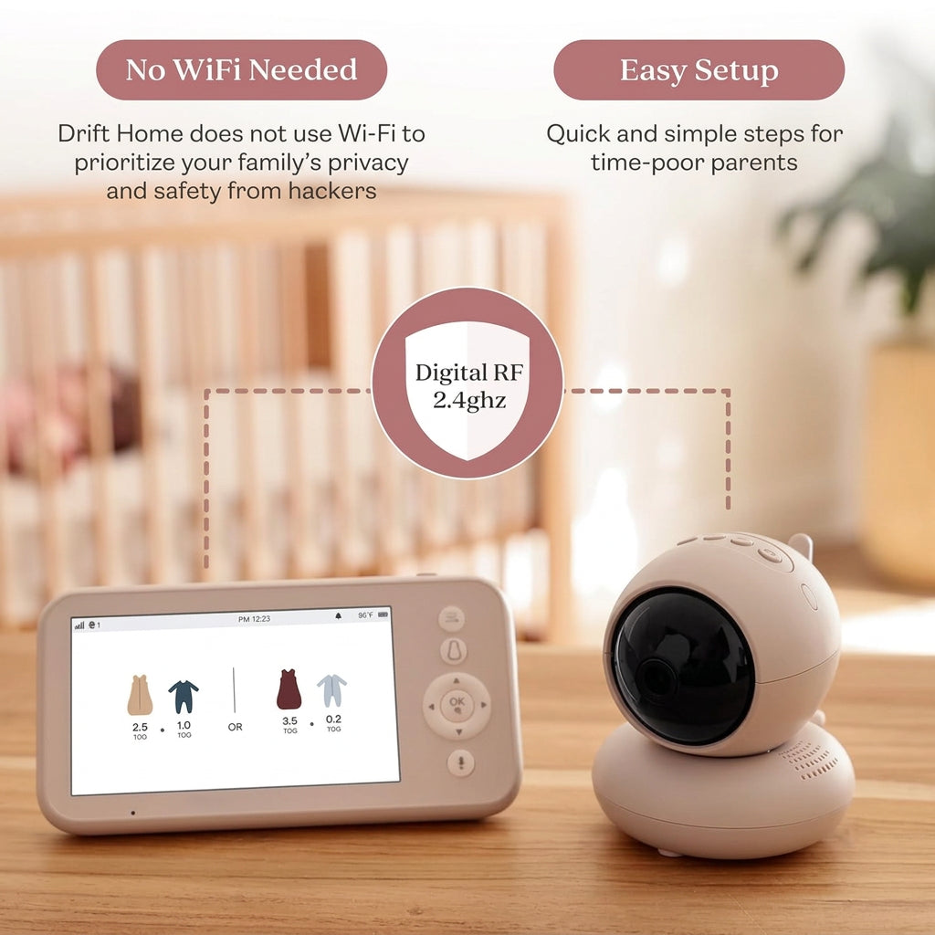 Rectangular parent monitor with a built-in display and control buttons along the right side