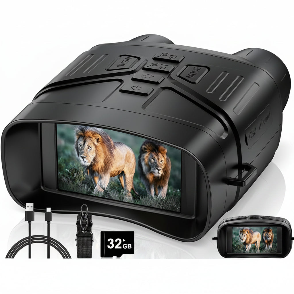 Digital binoculars with built-in display for outdoor observation