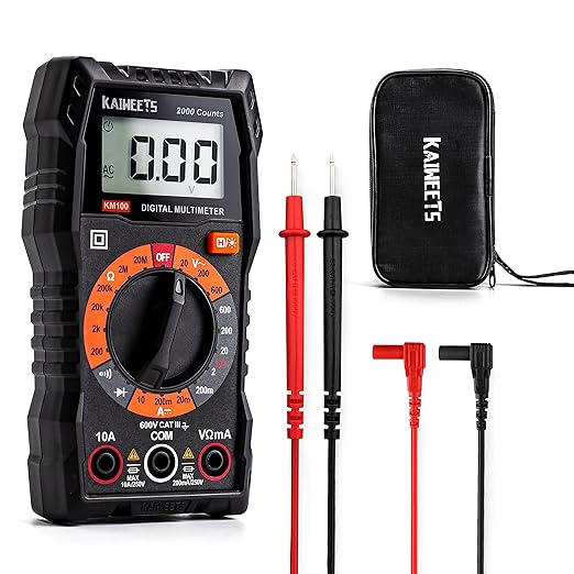 Digital multimeter with protective case for electrical testing