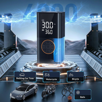Digital dual display tyre inflator showing pressure gauge reading