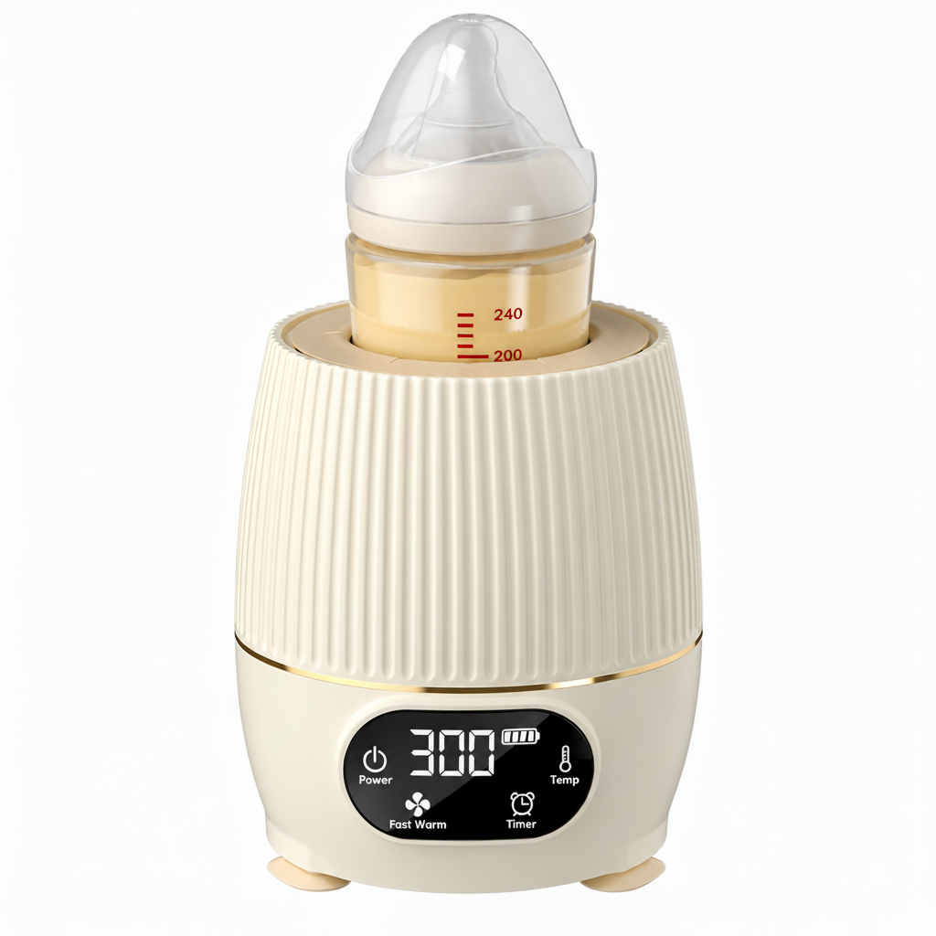 Digital baby bottle warmer with temperature display and feeding bottle