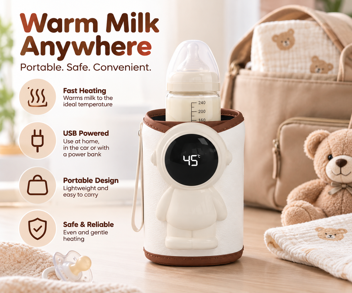 Digital newborn bottle warmer showing 45°C temperature on front display