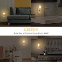 Dimmable LED night light plugged into wall outlet for bedroom or hallway