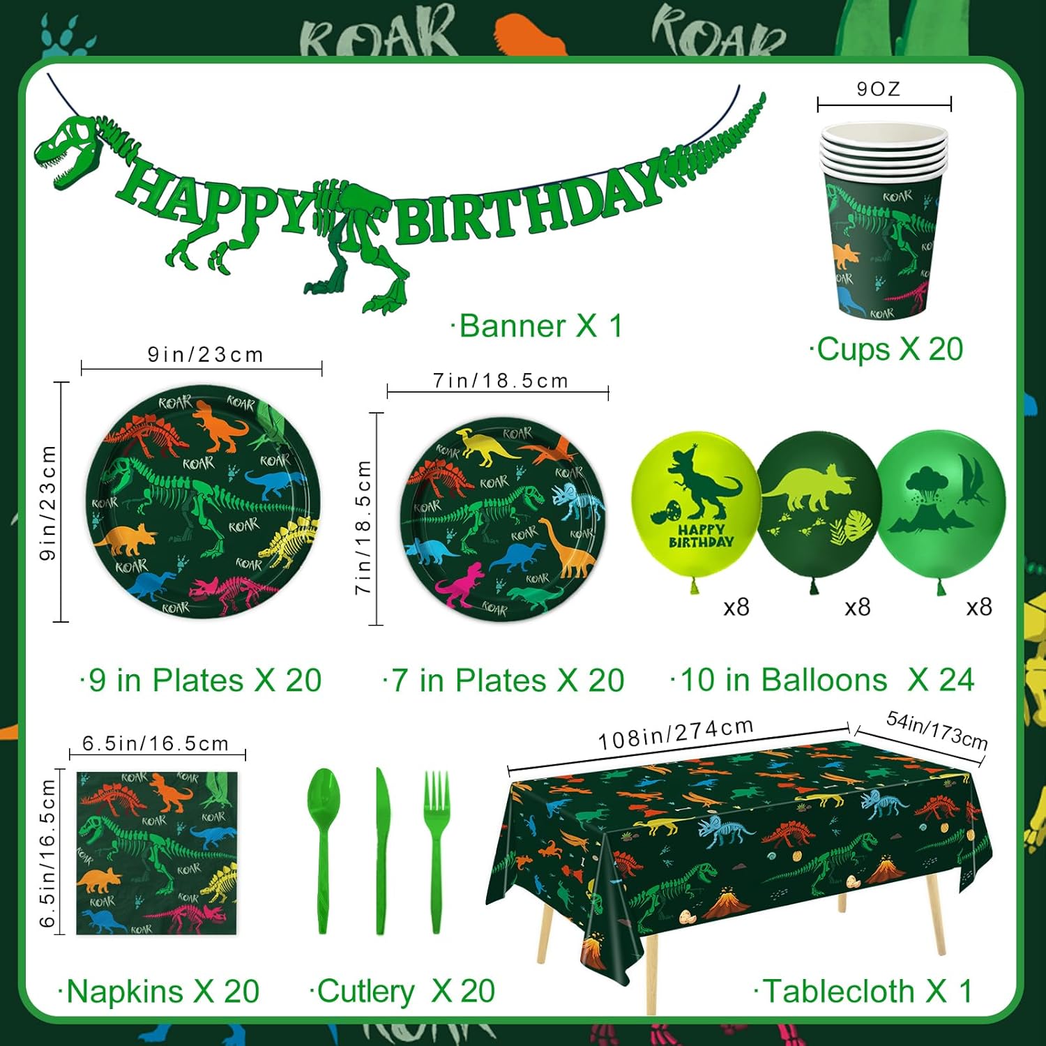  Dino party plates cups and napkins set for dinosaur themed birthdays