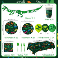  Dino party plates cups and napkins set for dinosaur themed birthdays