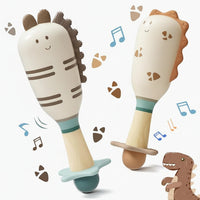 Two-piece dinosaur baby rattle and teether shaker toy set