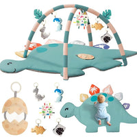 Dinosaur baby tummy time mat with soft padded play surface