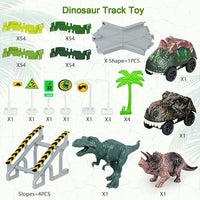 dinosaur car track toy set with 2 cars for boys and girls