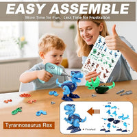 Dinosaur construction toy with electric drill and screws