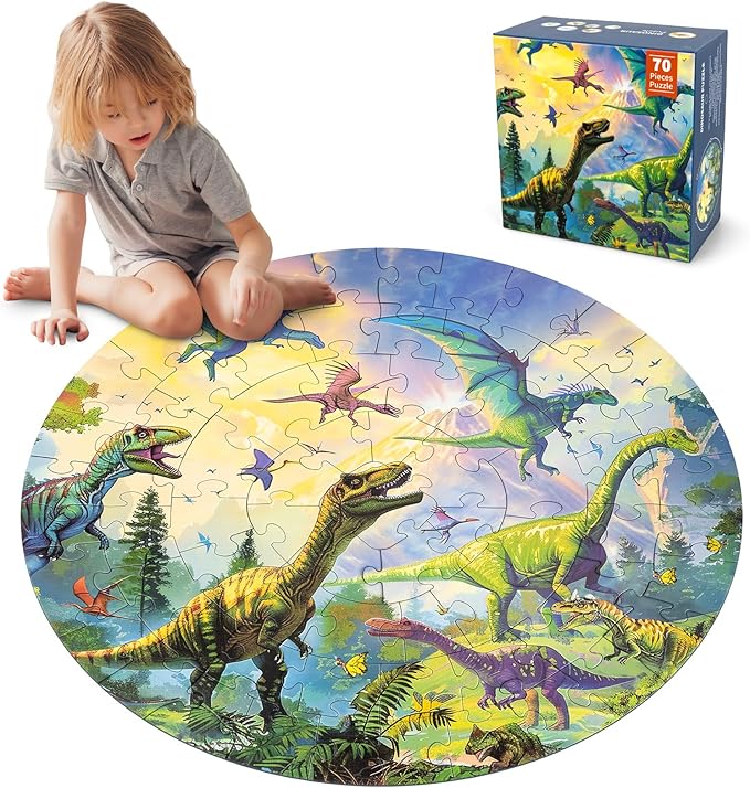 Dinosaur floor puzzle for kids with colourful round design