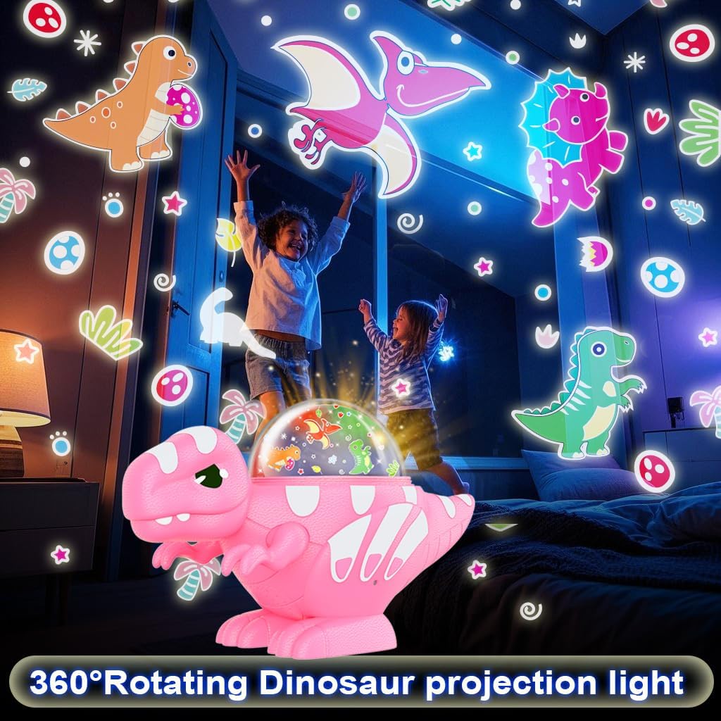 Dinosaur light projector with 360-degree rotating star projection function.
