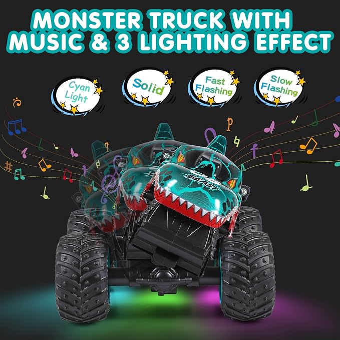 Dinosaur RC car with music and lighting effects