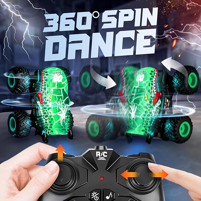 Dinosaur-themed remote control truck for boys 4-7