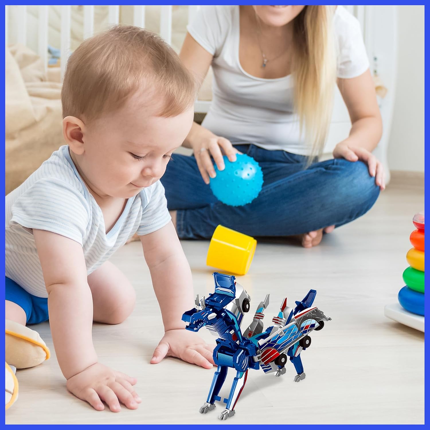 Dinosaur robot car toy blue color for kids