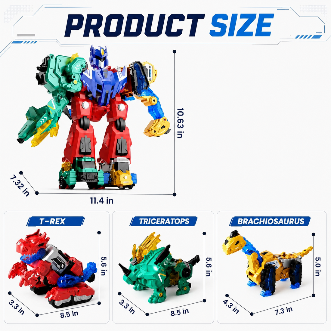 Dinosaur robot assembled from construction vehicle pieces