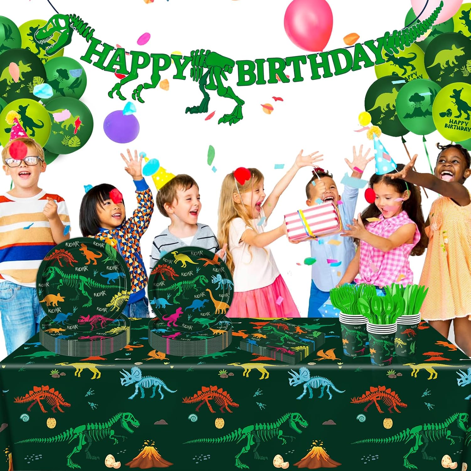 Dinosaur theme birthday party decoration kit for kids celebrations