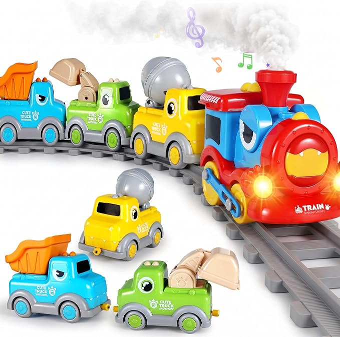 Dinosaur electronic track car toy set with connectable tracks
