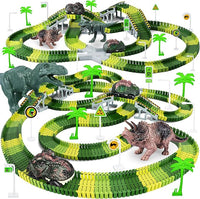 dinosaur track toy set with flexible road and racing cars for kids
