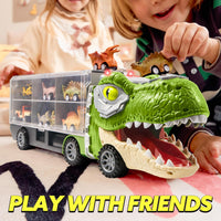 Dinosaur truck toy with 12 pull-back cars for toddlers’ play