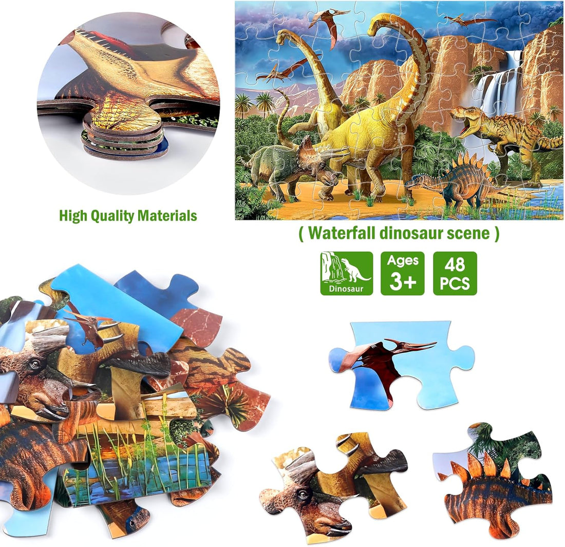 Dinosaur Waterfall Puzzle for Toddlers – 48 Pieces for Fun Learning and Development