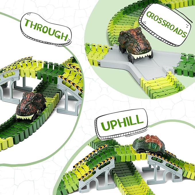 dinosaur world race track toy for kids creative play