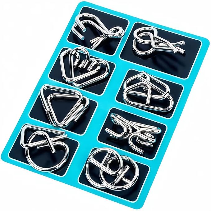 Disentanglement Metal Wire Puzzles – Set of 24 IQ Test and Interlocking Brain Teasers