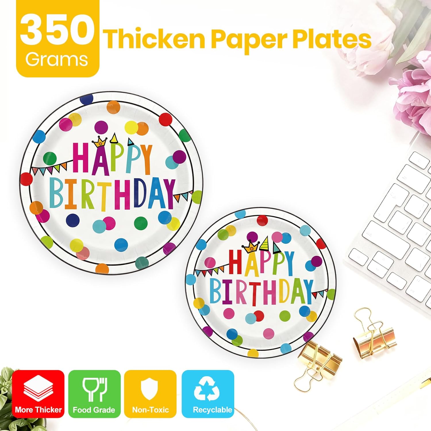 Disposable birthday party supplies kit for family celebrations