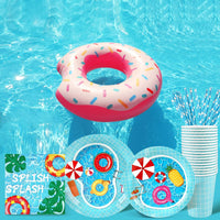  Disposable summer party supplies kit with colorful tableware