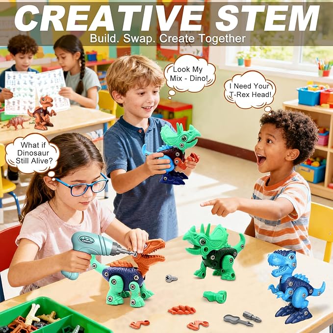 DIY dinosaur building toy for kids STEM learning play