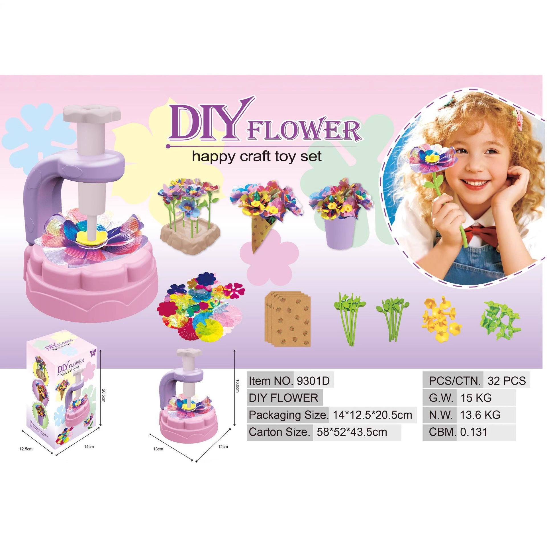 DIY flower arrangement kit for girls ages 4+ to create fabric flower bouquets