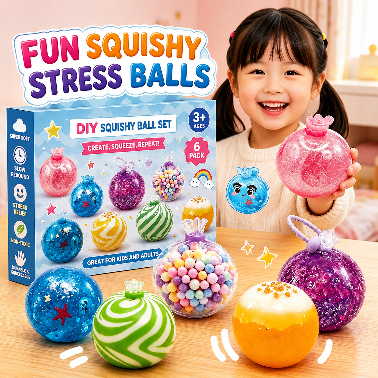 DIY Squishy Ball Kit with Molds and Creative Materials