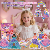 DIY wood craft kit for kids to create magical princess art with poke-in technique