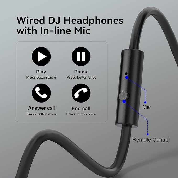 Wired headphones with cushioned ear cups used during a DJ performance for clear sound monitoring and mixing