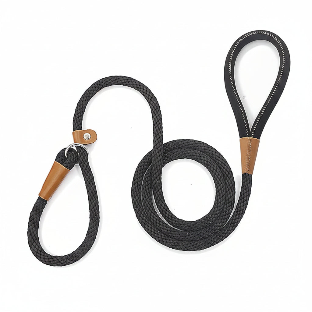 Adjustable rope dog leash with slip-style loop