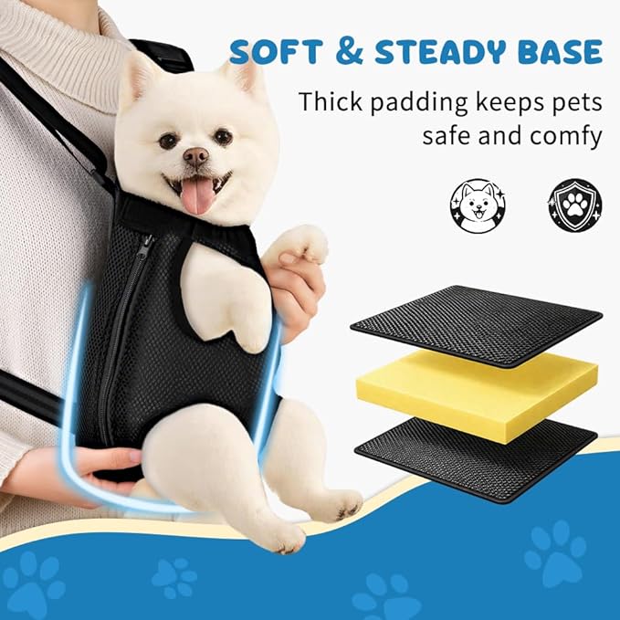 Front view of a dog backpack carrier