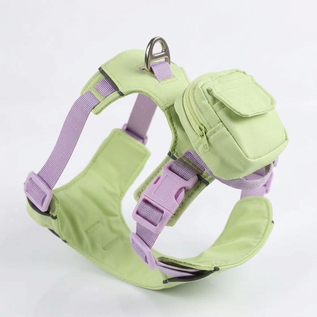 Dog backpack harness with chest vest design for outdoor walks