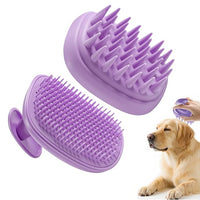 Dog Bath Brush Silicone Purple 2 in 1 Grooming and Massage Tool
