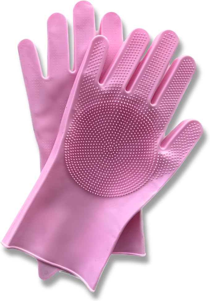 Dog Bathing Gloves for Shedding and Grooming, Silicone Bristles for Hair Remova