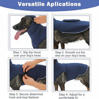 Hooded Dog Comfort Vest With Adjustable Fit In Army Green